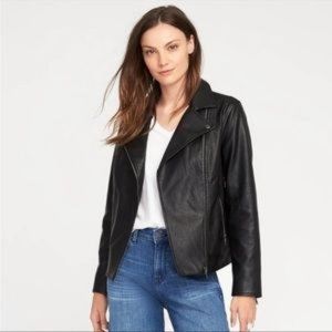 Old Navy Black Faux Leather Moto Jacket | Size Small